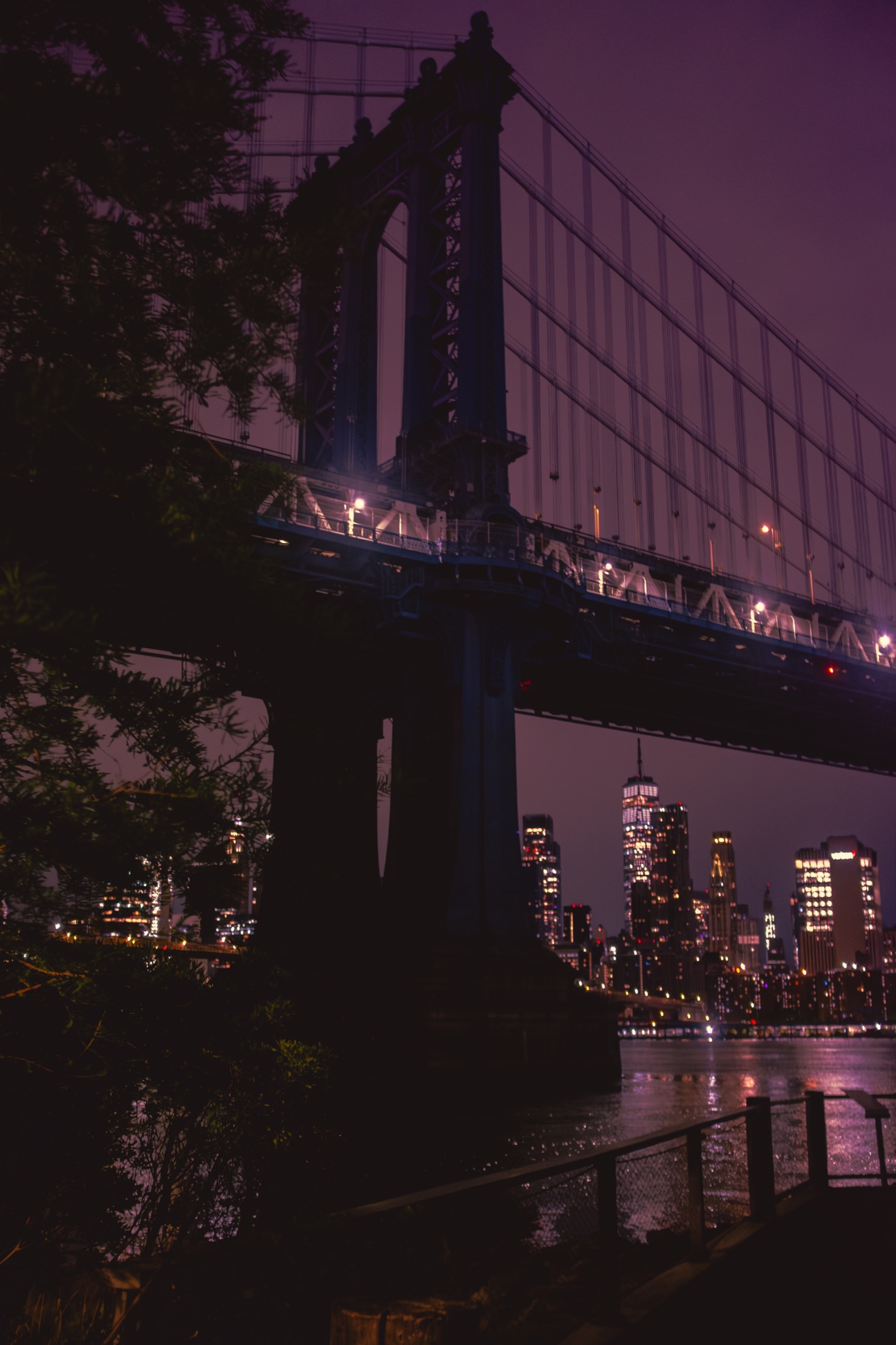 Manhattan Bridge with the Lower Manhattan skyline beyond it